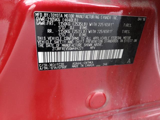 Photo 12 VIN: 2T3RFREV5GW484221 - TOYOTA RAV4 XLE 