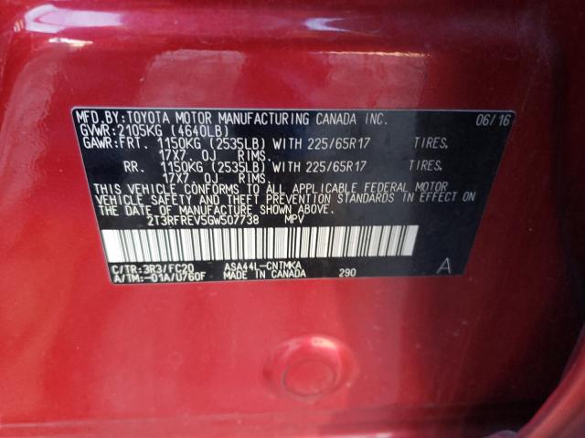 Photo 12 VIN: 2T3RFREV5GW507738 - TOYOTA RAV4 XLE 