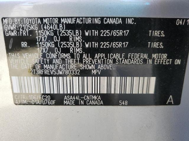 Photo 12 VIN: 2T3RFREV5JW780332 - TOYOTA RAV4 