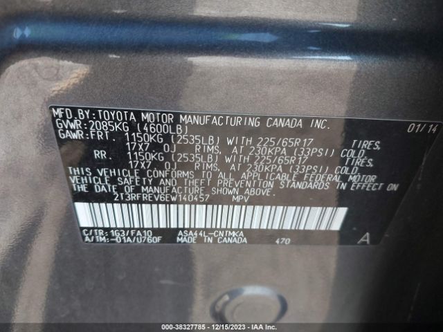 Photo 8 VIN: 2T3RFREV6EW140457 - TOYOTA RAV4 