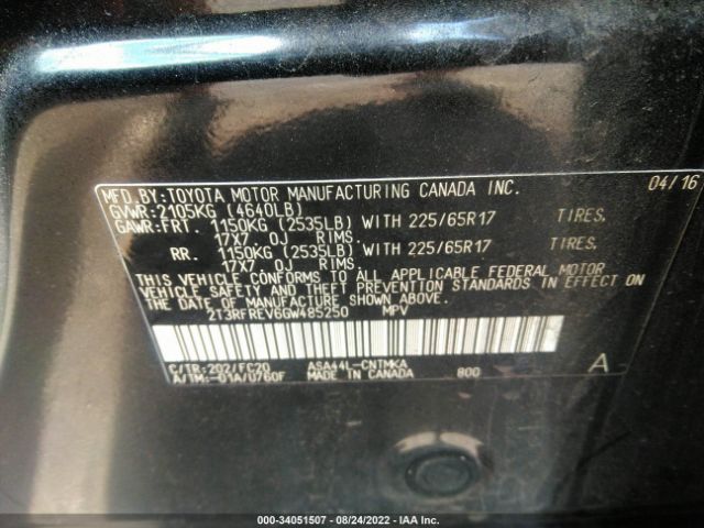 Photo 8 VIN: 2T3RFREV6GW485250 - TOYOTA RAV4 