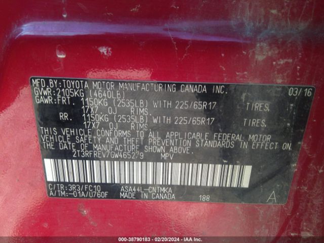 Photo 8 VIN: 2T3RFREV7GW465279 - TOYOTA RAV4 