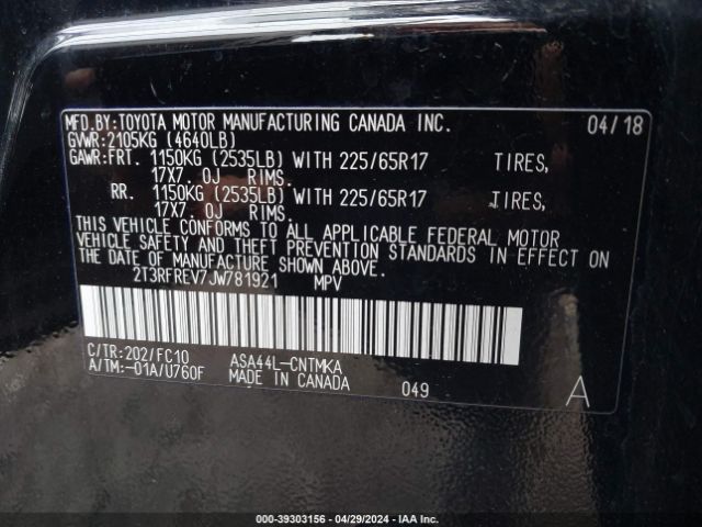 Photo 8 VIN: 2T3RFREV7JW781921 - TOYOTA RAV4 