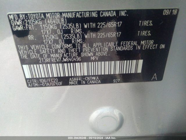 Photo 8 VIN: 2T3RFREV7JW840496 - TOYOTA RAV4 