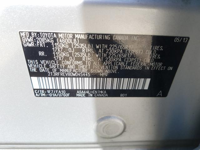 Photo 9 VIN: 2T3RFREV8DW045445 - TOYOTA RAV4 XLE 