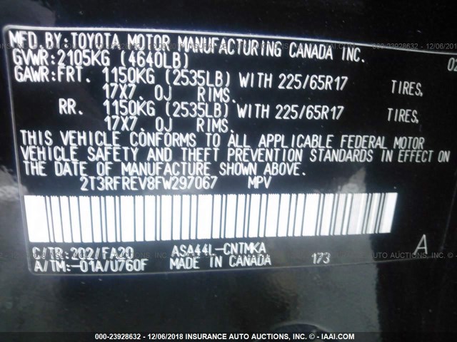 Photo 8 VIN: 2T3RFREV8FW297067 - TOYOTA RAV4 