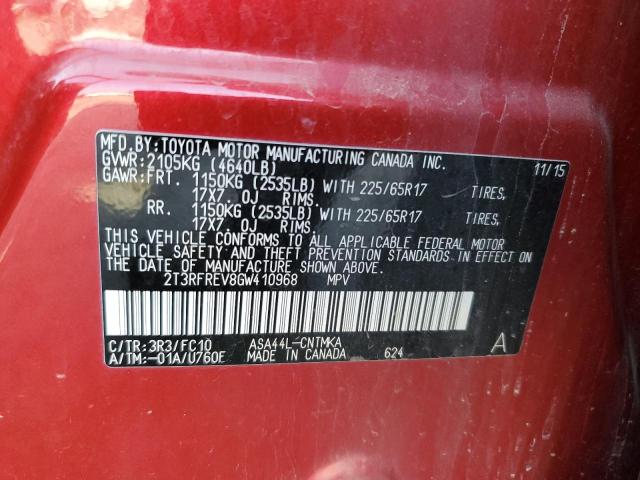 Photo 12 VIN: 2T3RFREV8GW410968 - TOYOTA RAV4 XLE 