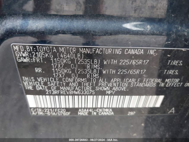 Photo 8 VIN: 2T3RFREV8HW633075 - TOYOTA RAV4 