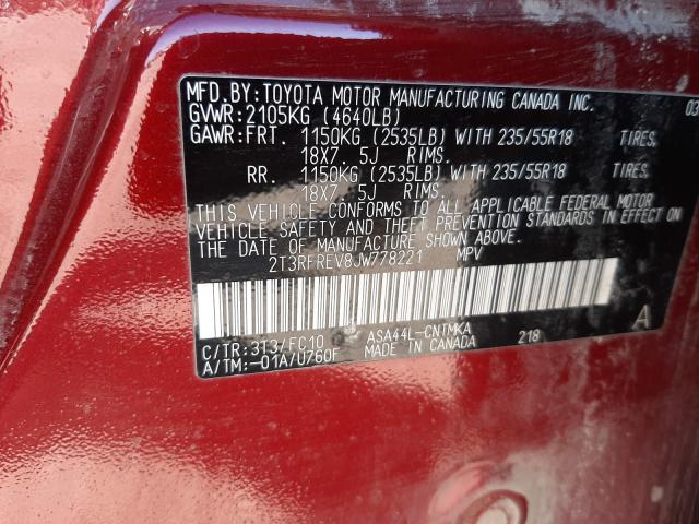 Photo 9 VIN: 2T3RFREV8JW778221 - TOYOTA RAV4 ADVEN 