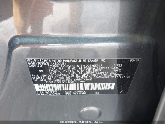 Photo 8 VIN: 2T3RFREV9EW181858 - TOYOTA RAV4 