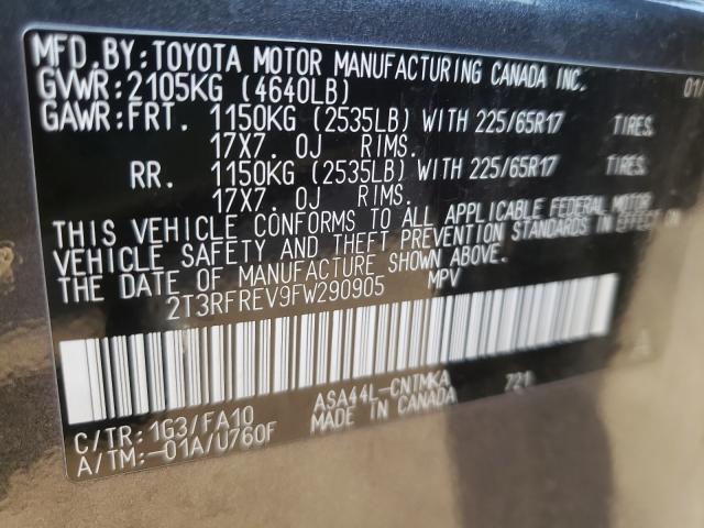 Photo 9 VIN: 2T3RFREV9FW290905 - TOYOTA RAV4 XLE 