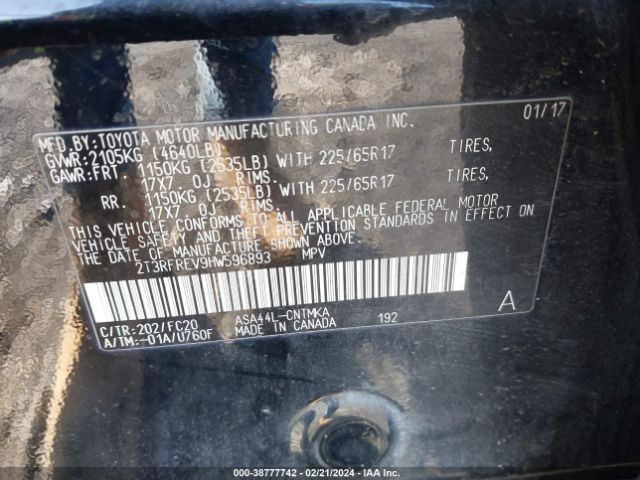 Photo 8 VIN: 2T3RFREV9HW596893 - TOYOTA RAV4 