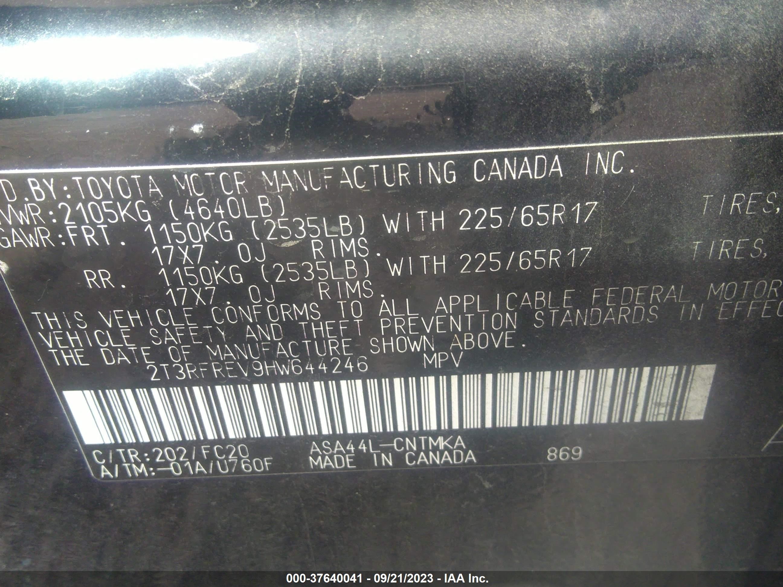 Photo 8 VIN: 2T3RFREV9HW644246 - TOYOTA RAV 4 