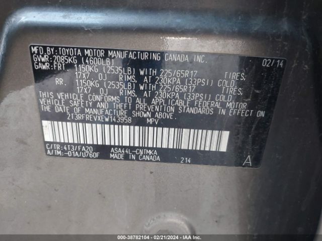 Photo 8 VIN: 2T3RFREVXEW143958 - TOYOTA RAV4 