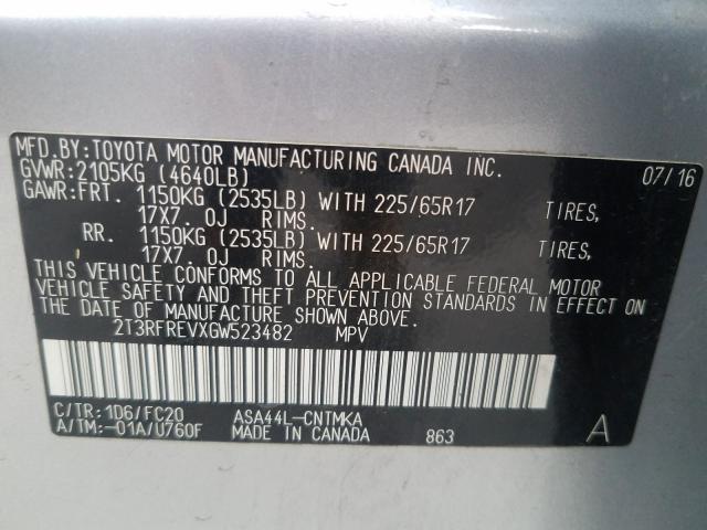 Photo 9 VIN: 2T3RFREVXGW523482 - TOYOTA RAV4 XLE 