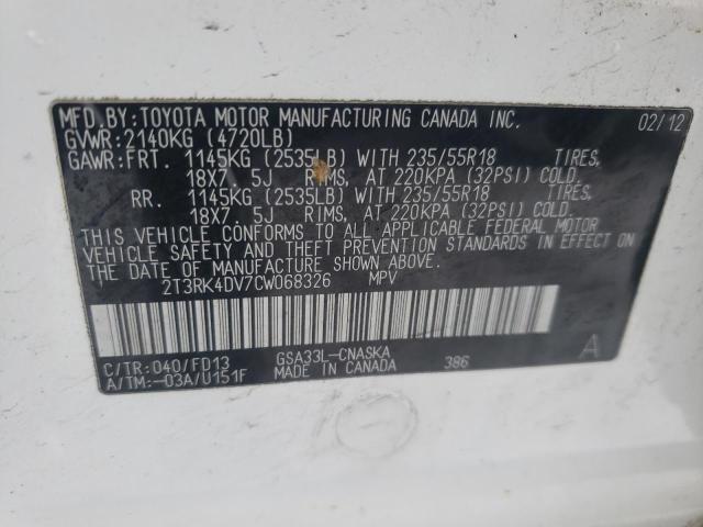 Photo 9 VIN: 2T3RK4DV7CW068326 - TOYOTA RAV4 SPORT 