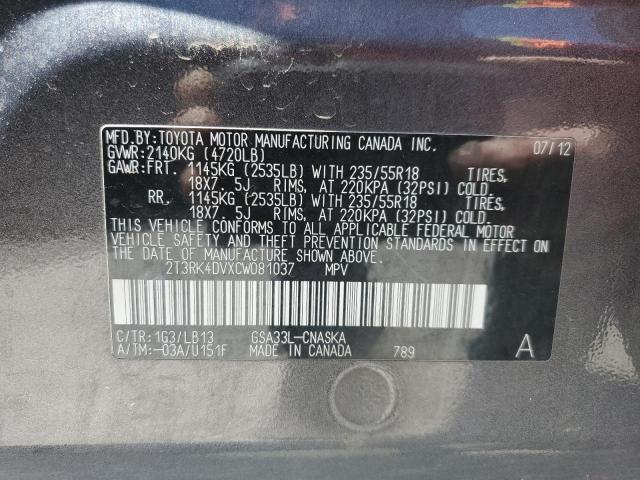 Photo 12 VIN: 2T3RK4DVXCW081037 - TOYOTA RAV4 SPORT 