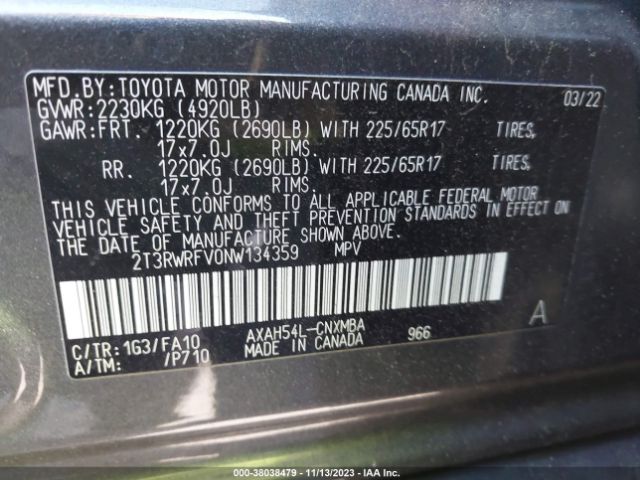 Photo 8 VIN: 2T3RWRFV0NW134359 - TOYOTA RAV4 