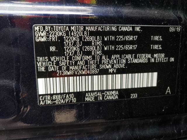 Photo 9 VIN: 2T3RWRFV2KW040897 - TOYOTA RAV4 XLE 