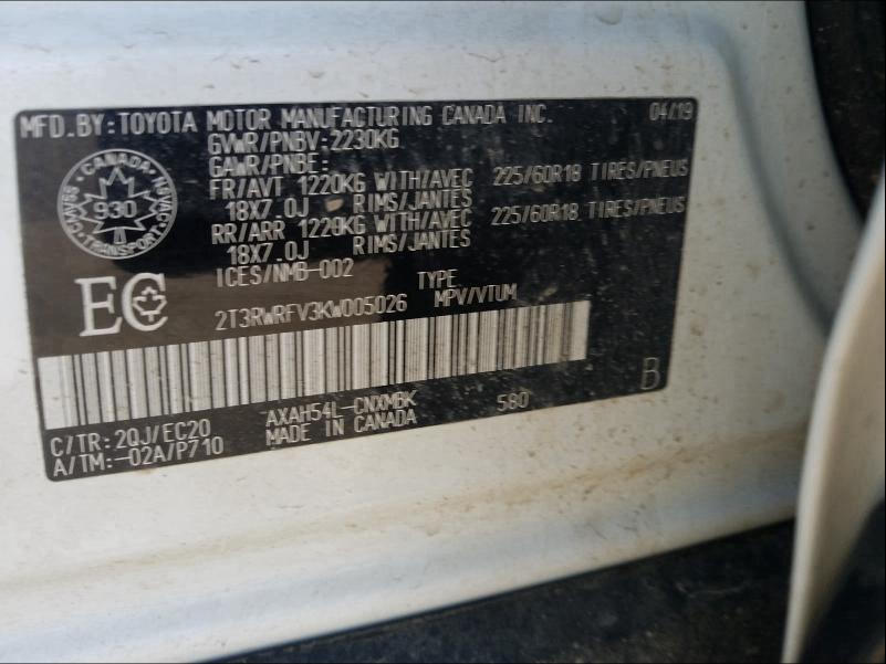 Photo 9 VIN: 2T3RWRFV3KW005026 - TOYOTA RAV4 XLE 