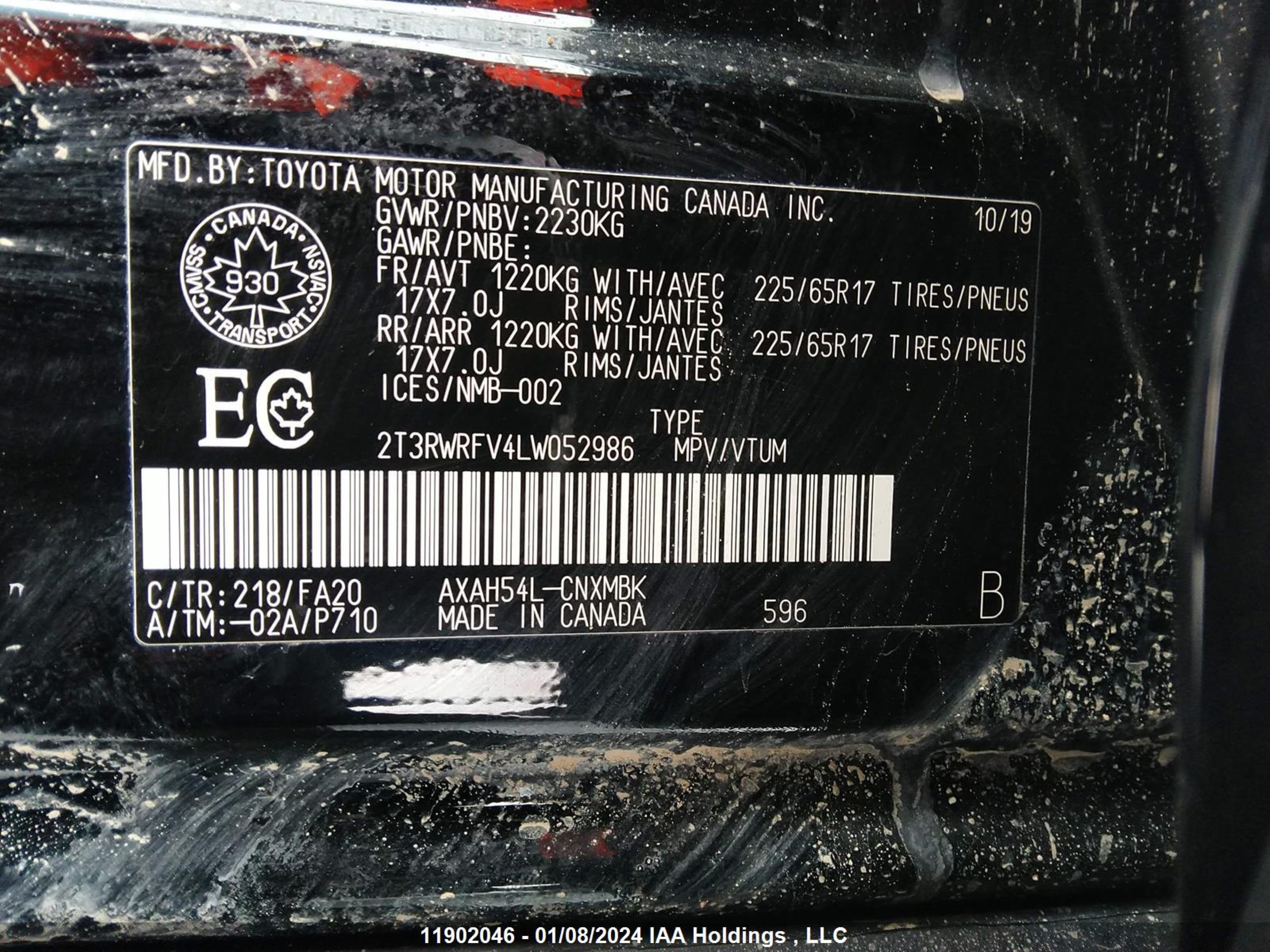 Photo 8 VIN: 2T3RWRFV4LW052986 - TOYOTA RAV 4 