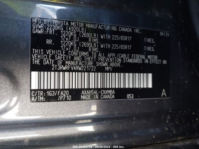 Photo 8 VIN: 2T3RWRFV4RW221722 - TOYOTA RAV4 