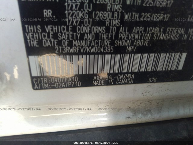 Photo 8 VIN: 2T3RWRFV7KW004395 - TOYOTA RAV4 