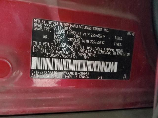 Photo 12 VIN: 2T3RWRFV7KW018121 - TOYOTA RAV4 XLE 