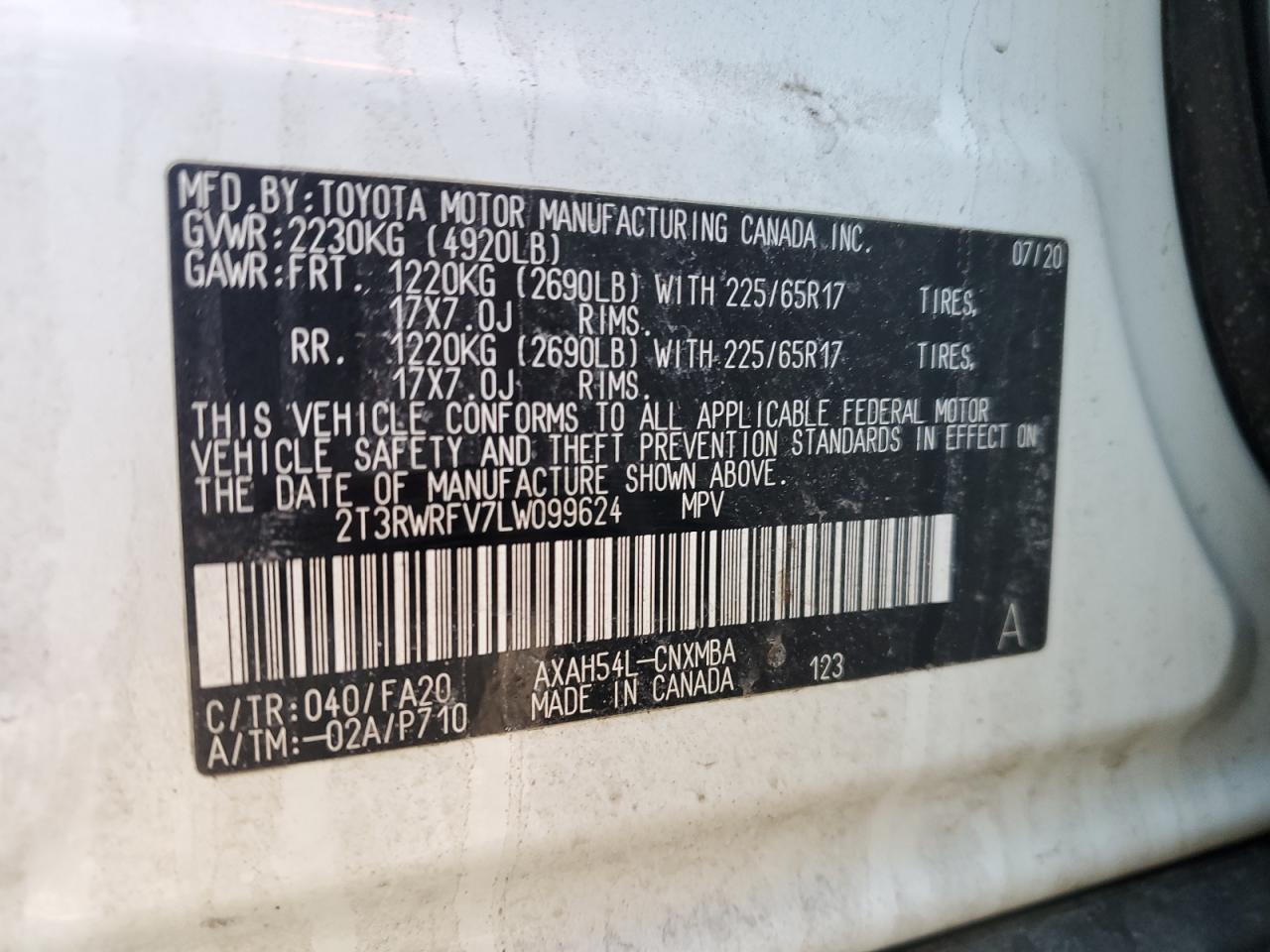 Photo 11 VIN: 2T3RWRFV7LW099624 - TOYOTA RAV 4 