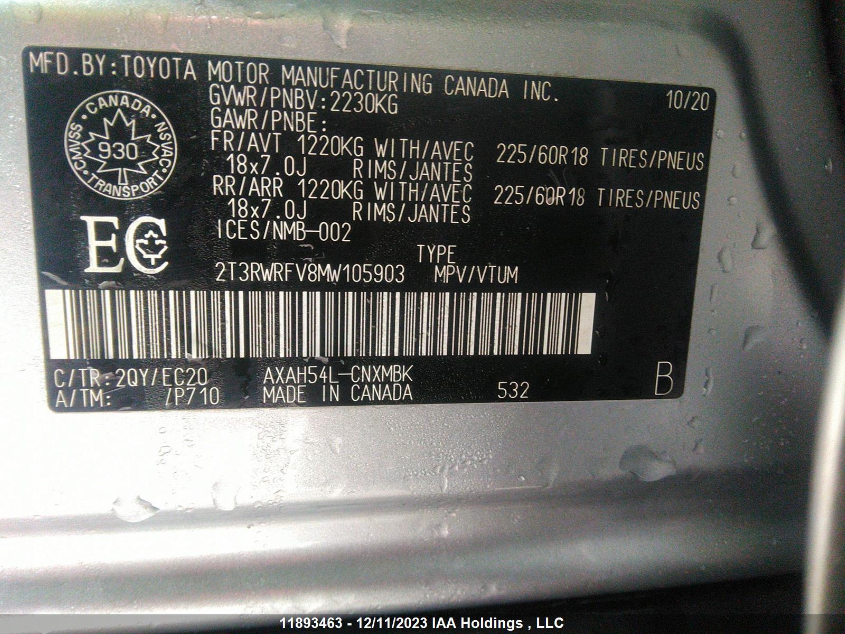 Photo 8 VIN: 2T3RWRFV8MW105903 - TOYOTA RAV 4 