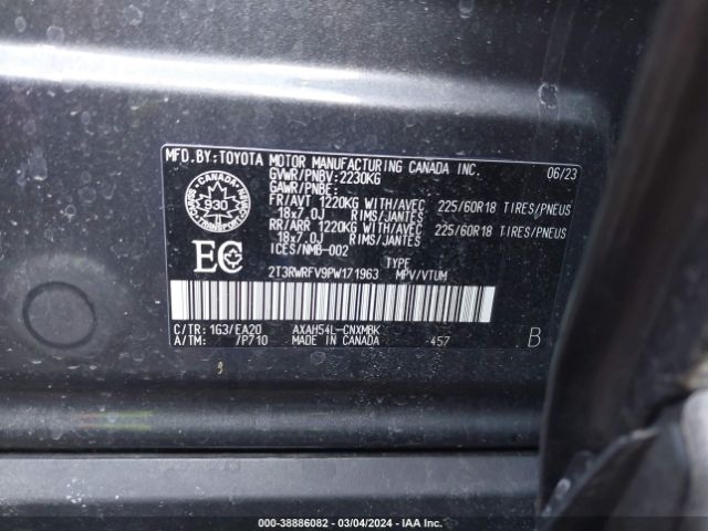 Photo 8 VIN: 2T3RWRFV9PW171963 - TOYOTA RAV4 HYBRID 