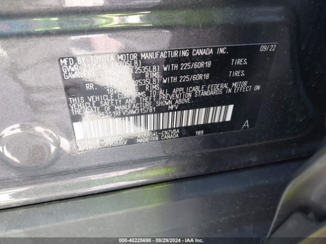 Photo 8 VIN: 2T3S1RFV5NW315781 - TOYOTA RAV4 