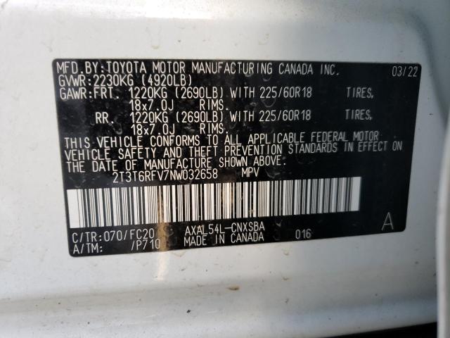 Photo 12 VIN: 2T3T6RFV7NW032658 - TOYOTA RAV4 SE 