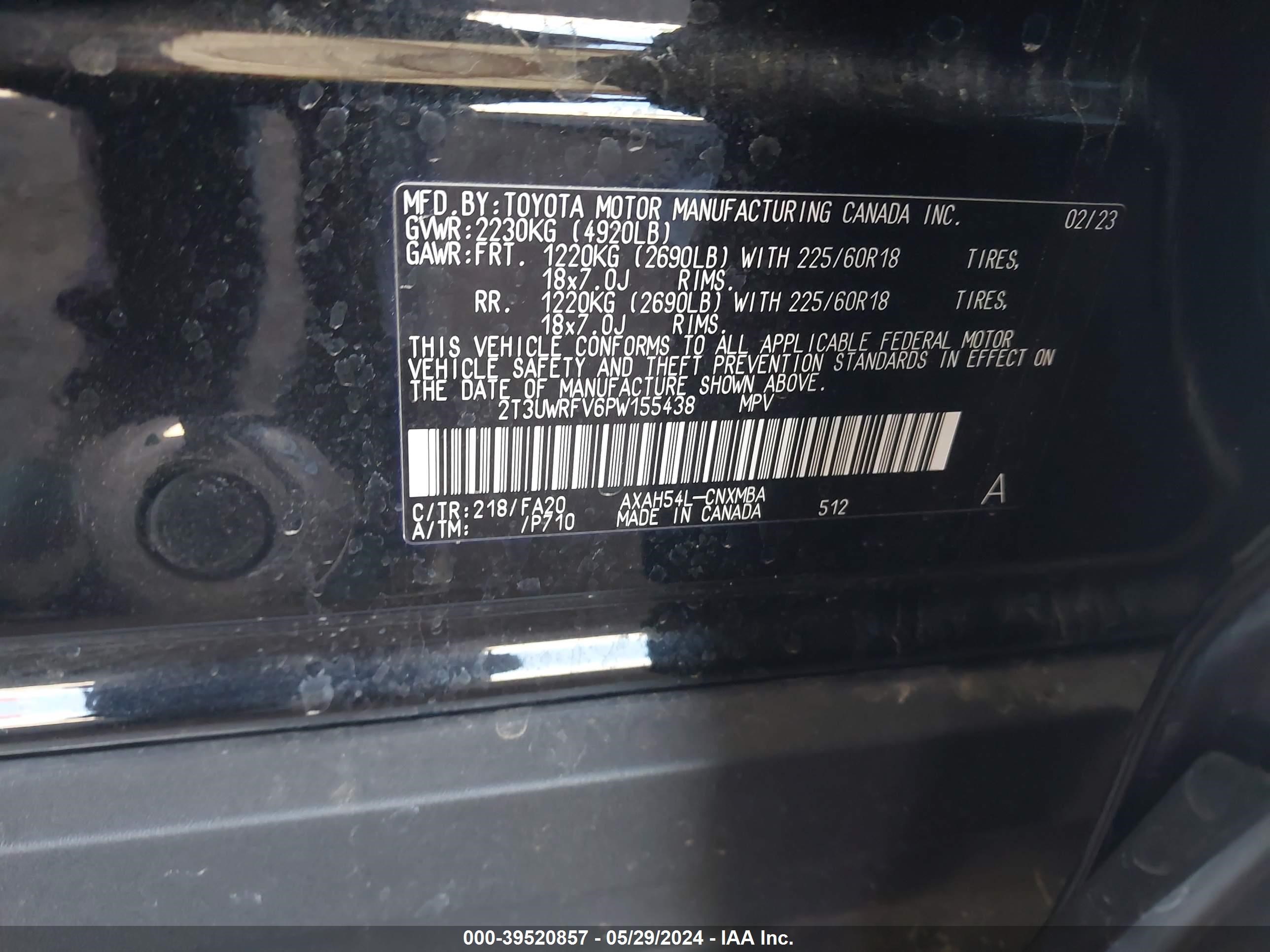 Photo 8 VIN: 2T3UWRFV6PW155438 - TOYOTA RAV 4 