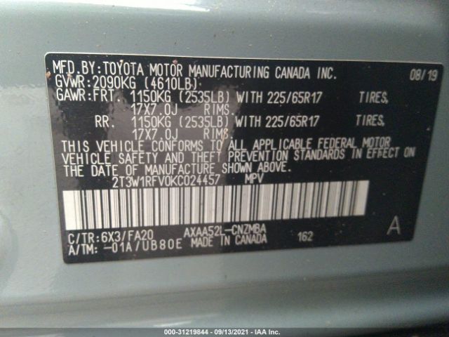 Photo 8 VIN: 2T3W1RFV0KC024457 - TOYOTA RAV4 