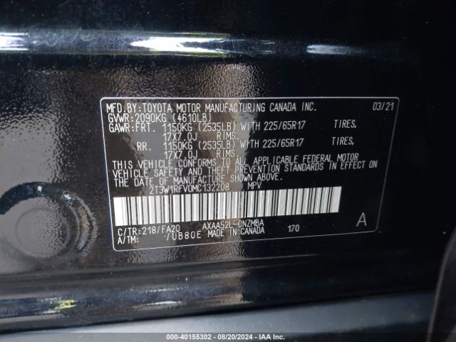 Photo 8 VIN: 2T3W1RFV0MC132208 - TOYOTA RAV4 