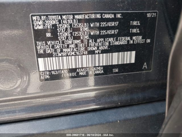 Photo 8 VIN: 2T3W1RFV0MC163748 - TOYOTA RAV4 