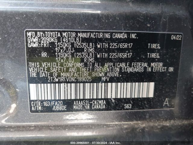 Photo 8 VIN: 2T3W1RFV0NC189025 - TOYOTA RAV4 