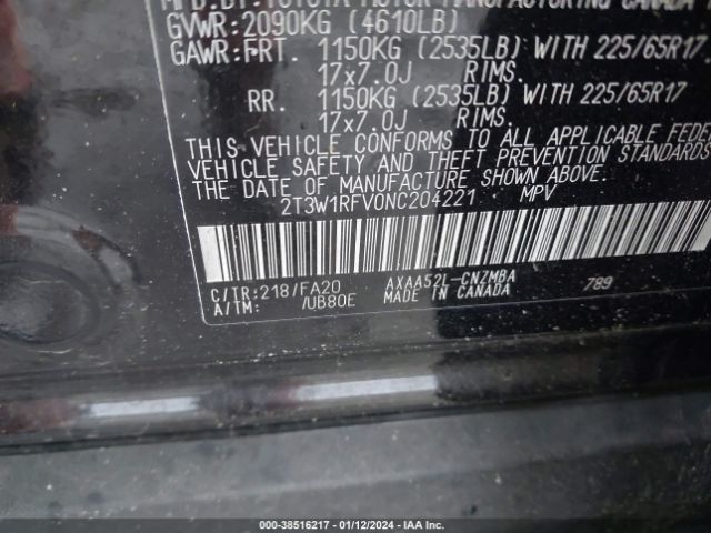 Photo 8 VIN: 2T3W1RFV0NC204221 - TOYOTA RAV4 