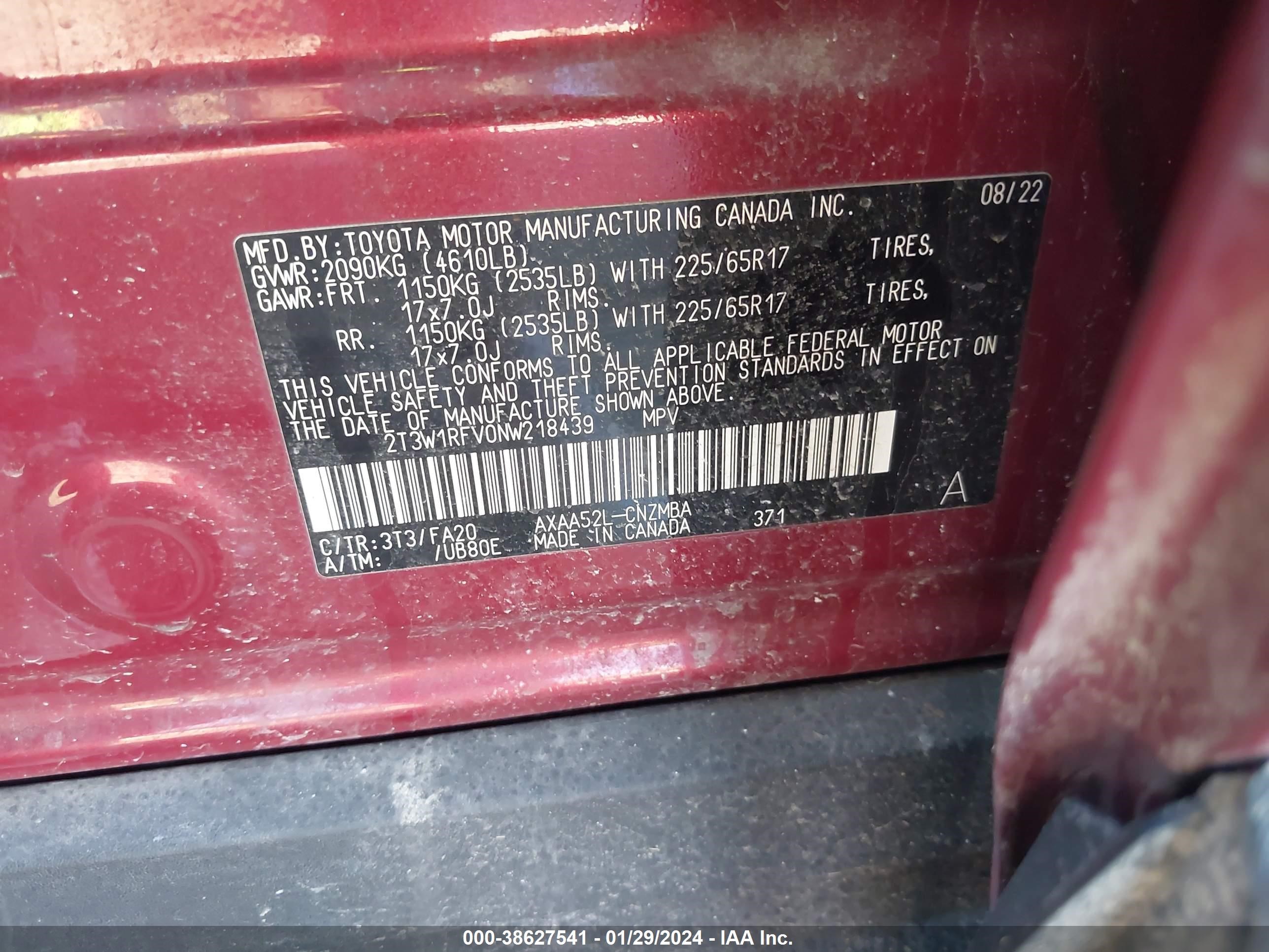 Photo 8 VIN: 2T3W1RFV0NW218439 - TOYOTA RAV 4 