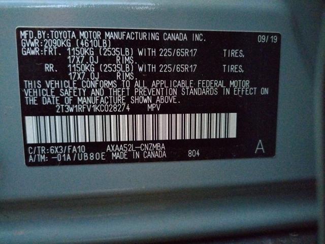 Photo 9 VIN: 2T3W1RFV1KC028274 - TOYOTA RAV4 XLE 