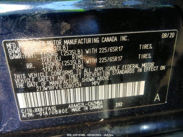 Photo 8 VIN: 2T3W1RFV1LC080134 - TOYOTA RAV4 