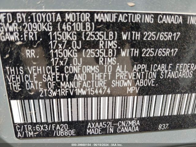 Photo 8 VIN: 2T3W1RFV1MW154474 - TOYOTA RAV4 