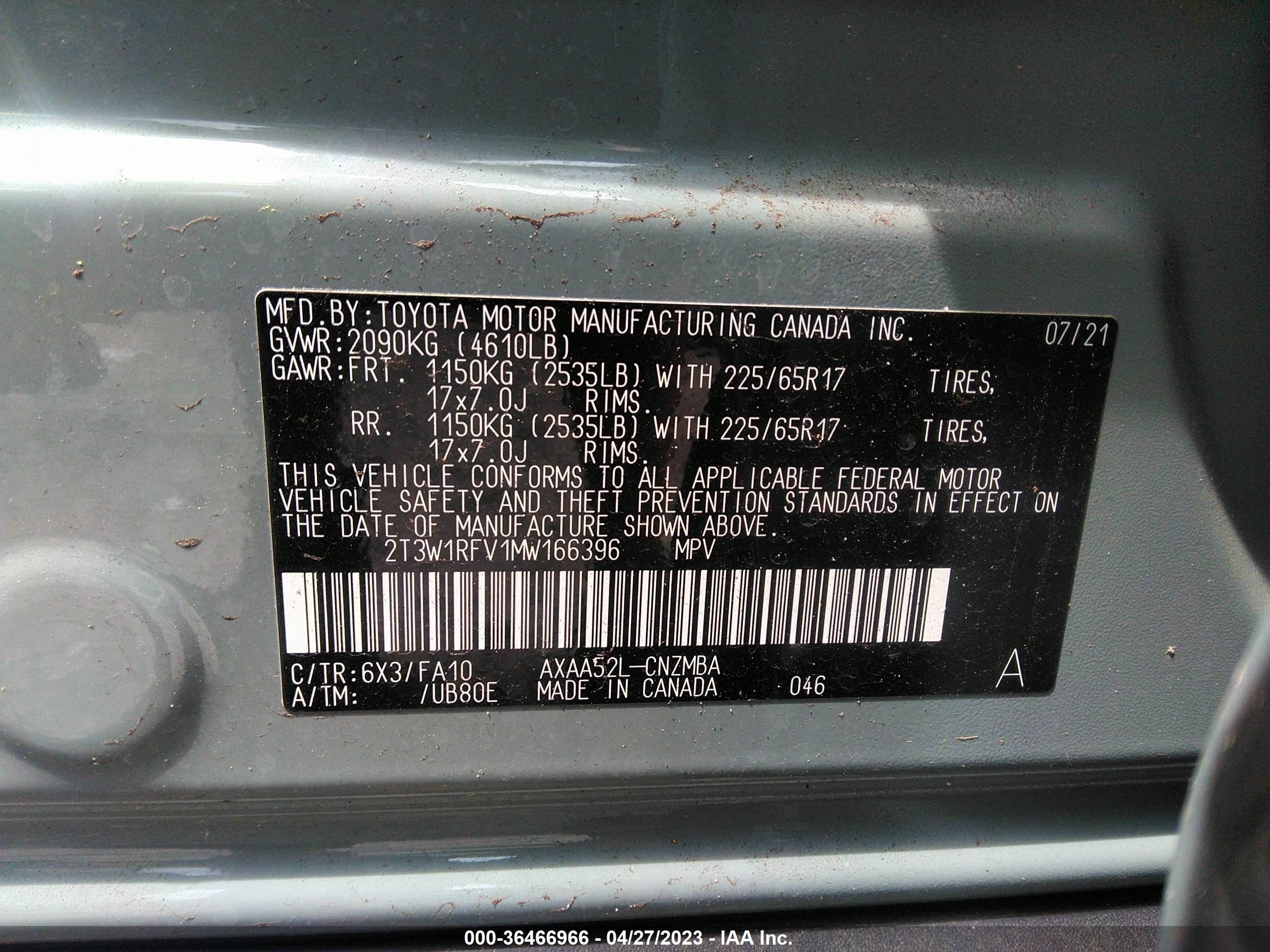 Photo 8 VIN: 2T3W1RFV1MW166396 - TOYOTA RAV 4 