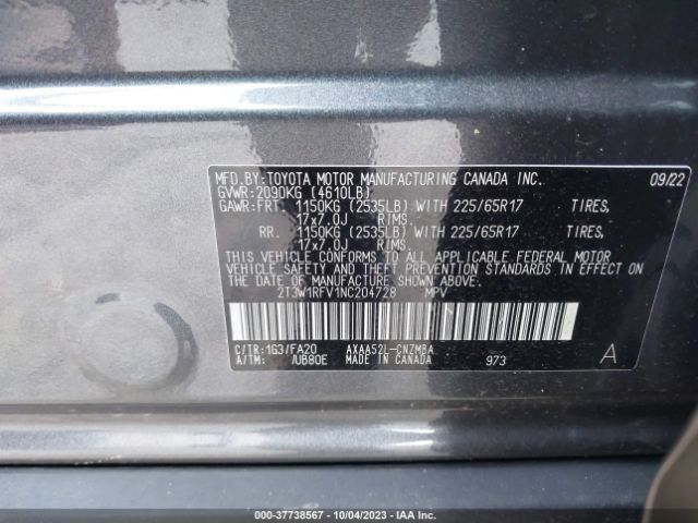 Photo 8 VIN: 2T3W1RFV1NC204728 - TOYOTA RAV4 