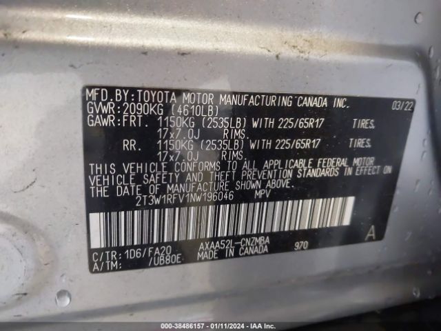 Photo 8 VIN: 2T3W1RFV1NW196046 - TOYOTA RAV4 