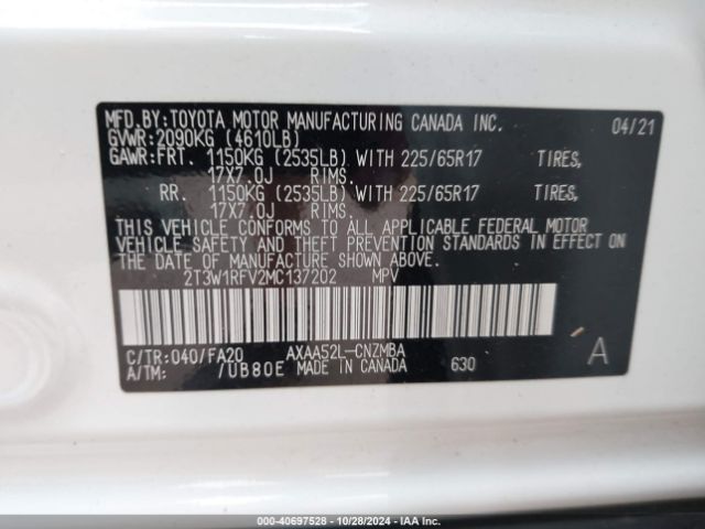 Photo 8 VIN: 2T3W1RFV2MC137202 - TOYOTA RAV4 