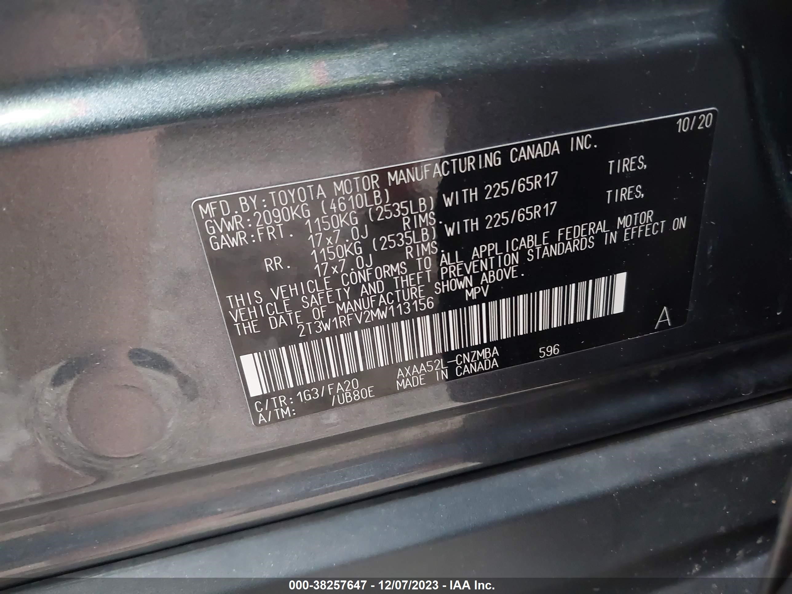 Photo 8 VIN: 2T3W1RFV2MW113156 - TOYOTA RAV 4 