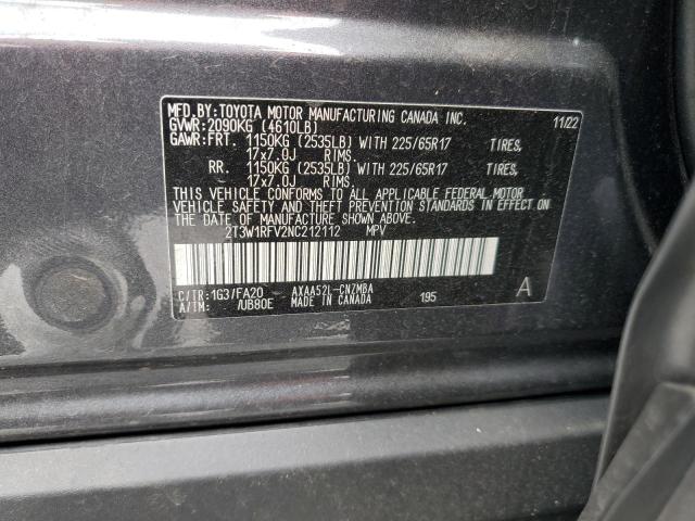 Photo 13 VIN: 2T3W1RFV2NC212112 - TOYOTA RAV4 XLE 