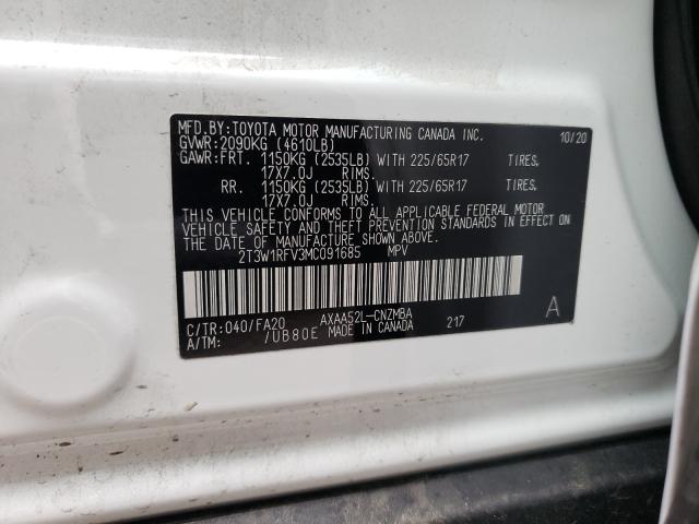 Photo 9 VIN: 2T3W1RFV3MC091685 - TOYOTA RAV4 XLE 